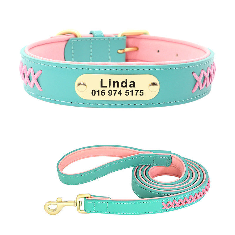 KFX-4993341 Multicolor Adjustable PU Leather Dog Collar for Medium and Large Dogs