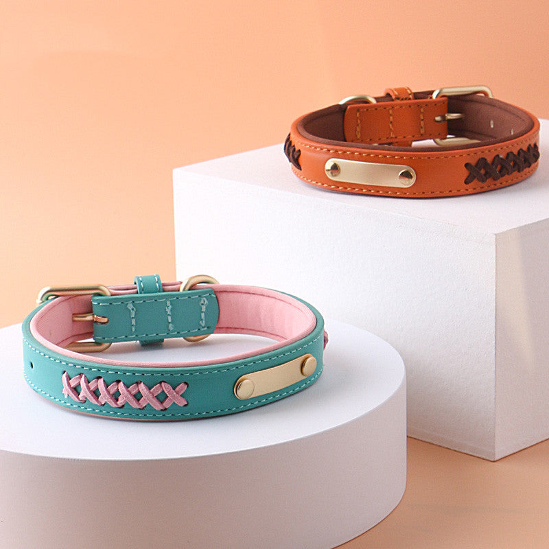KFX-4993341 Multicolor Adjustable PU Leather Dog Collar for Medium and Large Dogs