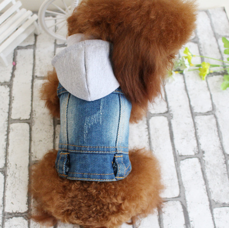 KFX-4995645 Denim Vest for Dogs - Stylish Pet Apparel with Retro Scratching Design, 100% Cotton