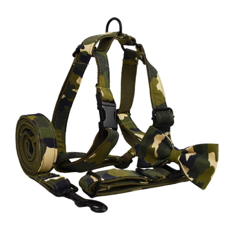 KFX-4997053 Camouflage Dog Collar and Leash Set with Bow and Vest 4-Piece Collection