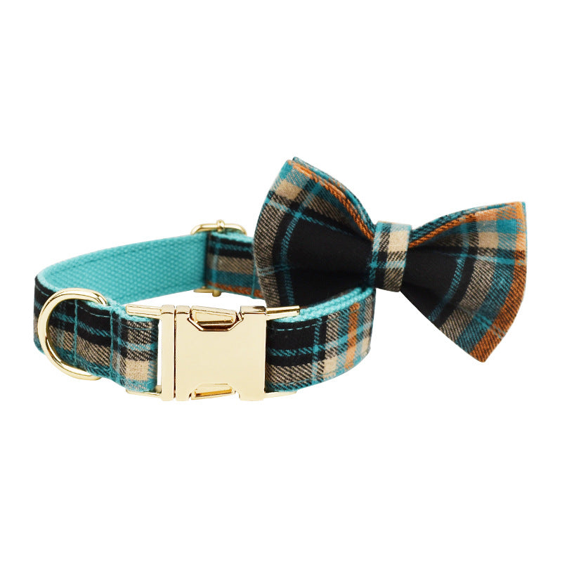 KFX-4998717 Green Retro Pet Collar and Leash Set with Bow and Vest, 4-Piece Outfit for Dogs