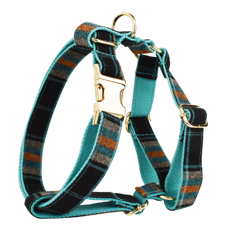 KFX-4998717 Green Retro Pet Collar and Leash Set with Bow and Vest, 4-Piece Outfit for Dogs