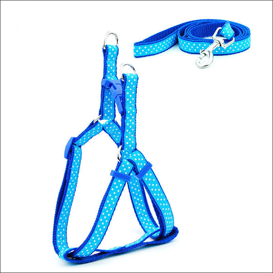 KFX-5002301 Polka Dot Dog Chest Strap and Leash for Small to Medium-Sized Dogs - Multiple Colors Available