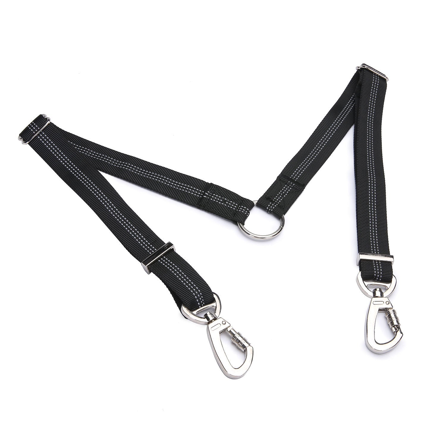 KFX-5002813 Double-Ended Elastic Pet Leash for Two Dogs, Durable Nylon Design, Convenient and Sturdy