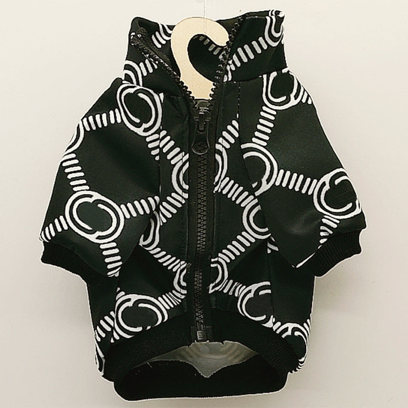 KFX-5005373 Old Flower Print Casual Dog Coat in Black - Multiple Sizes Available