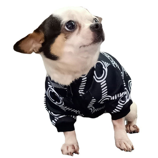 KFX-5005373 Old Flower Print Casual Dog Coat in Black - Multiple Sizes Available