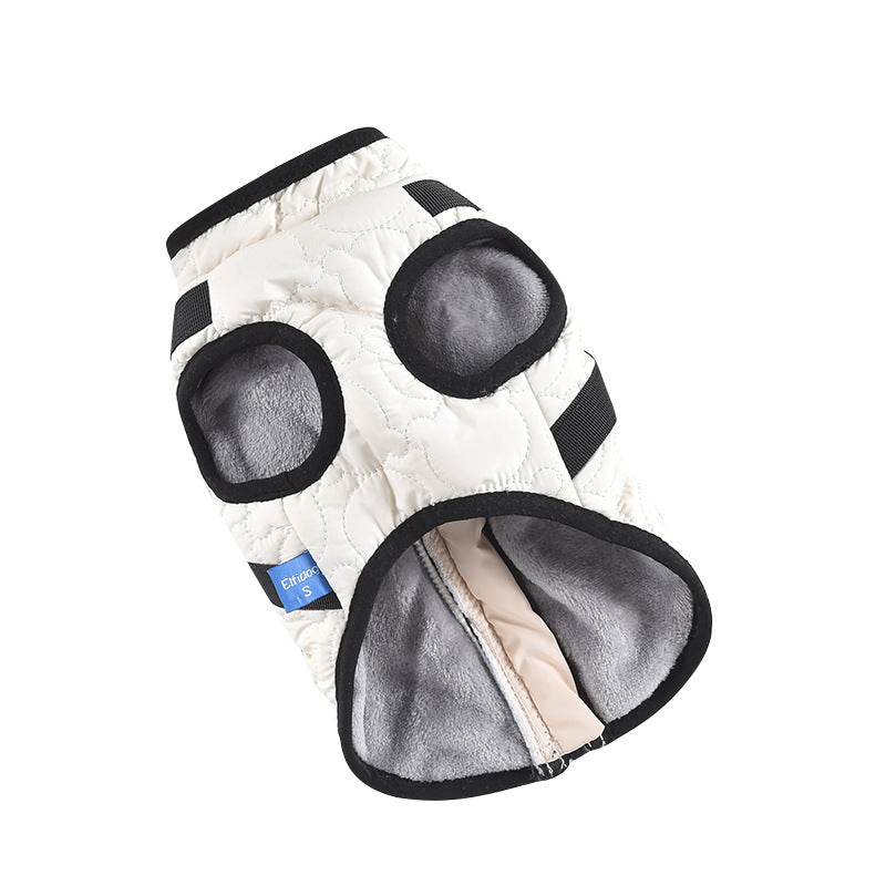 KFX-5008573 Warm Windproof Cotton Coat for Pets - Available in Black and White, Sizes XS to 4L