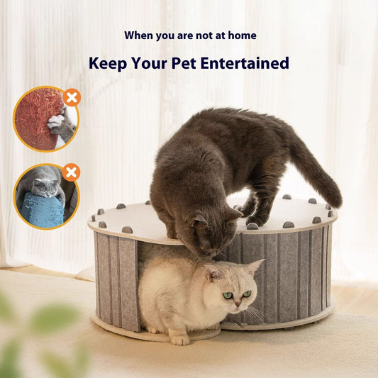 KFX-5008957 Foldable Semi-Closed Cat Scratch Board Nest in Light Gray, Sky Blue, Dark Gray, Fluorescent Green, Camel - Medium Hardness Felt