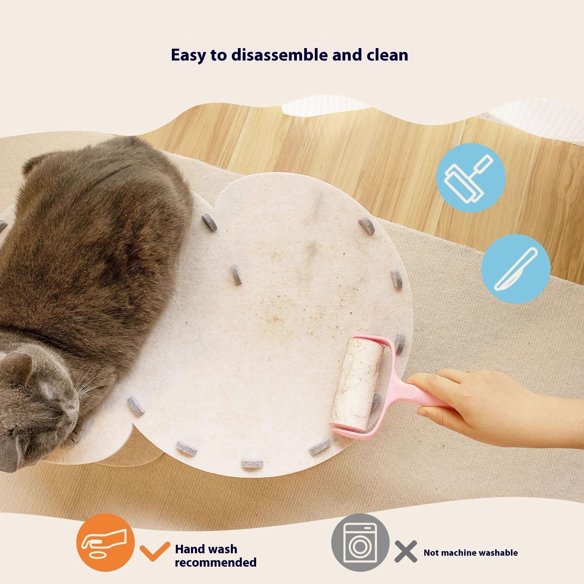 KFX-5008957 Foldable Semi-Closed Cat Scratch Board Nest in Light Gray, Sky Blue, Dark Gray, Fluorescent Green, Camel - Medium Hardness Felt