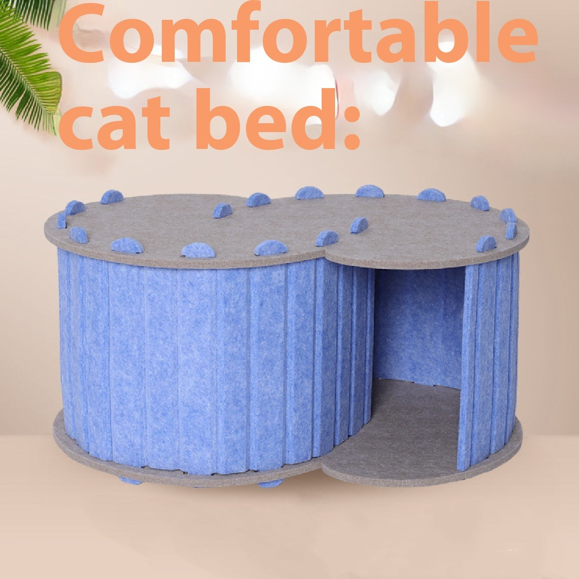 KFX-5008957 Foldable Semi-Closed Cat Scratch Board Nest in Light Gray, Sky Blue, Dark Gray, Fluorescent Green, Camel - Medium Hardness Felt