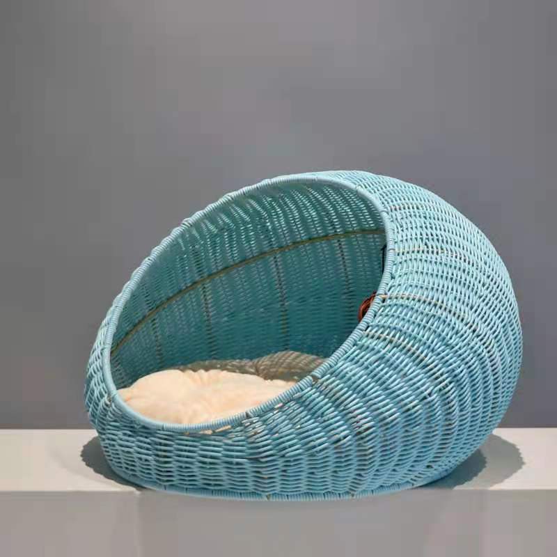 KFX-5010365 Hand-Woven Cat and Pet Nest in Gourd Grass - Available in Apricot, Brown, Macaroon Pink, and Macaroon Blue