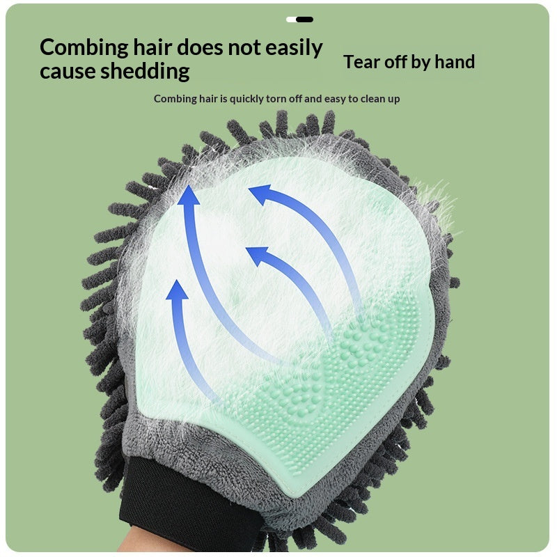 KFX-5010621 Dual-Sided Pet Bath Cleaning and Massage Brush for Dogs - Soft Chenille & TPR Material