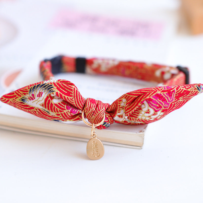 KFX-5010749 Charming Adjustable Bow Tie Collar with Bell for Cats, Puppies, and Rabbits