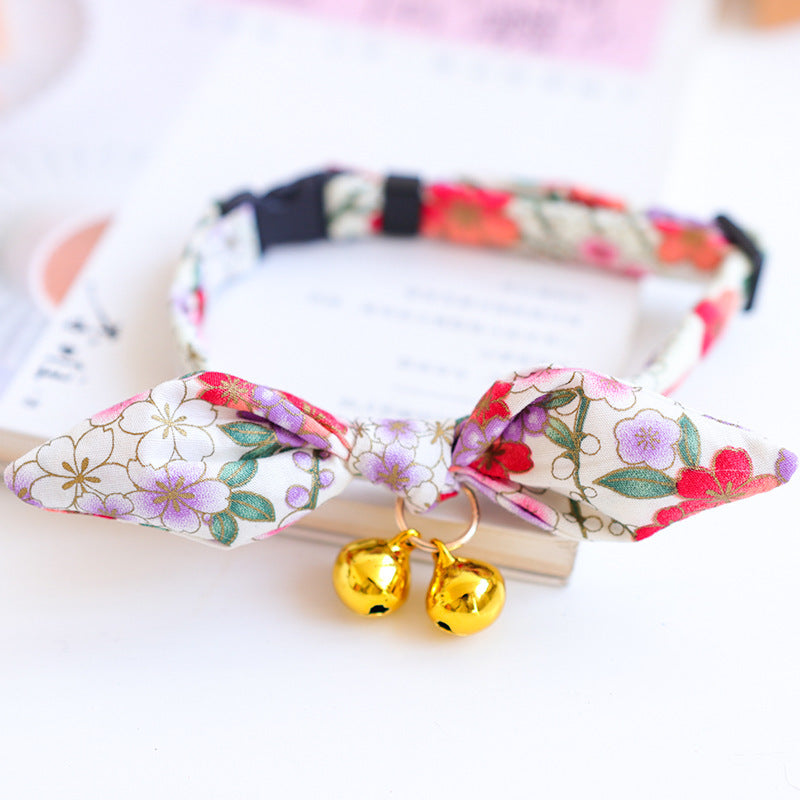 KFX-5010749 Charming Adjustable Bow Tie Collar with Bell for Cats, Puppies, and Rabbits