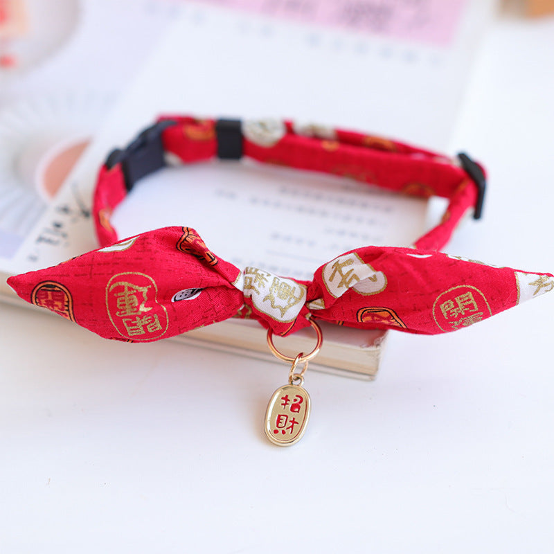 KFX-5010749 Charming Adjustable Bow Tie Collar with Bell for Cats, Puppies, and Rabbits