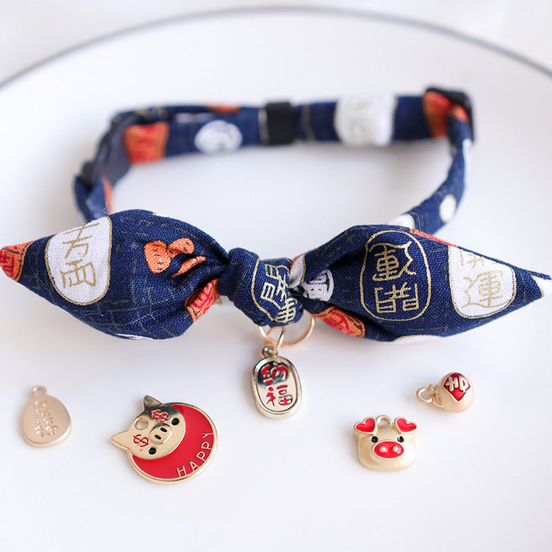 KFX-5010749 Charming Adjustable Bow Tie Collar with Bell for Cats, Puppies, and Rabbits