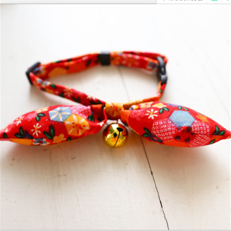 KFX-5010749 Charming Adjustable Bow Tie Collar with Bell for Cats, Puppies, and Rabbits