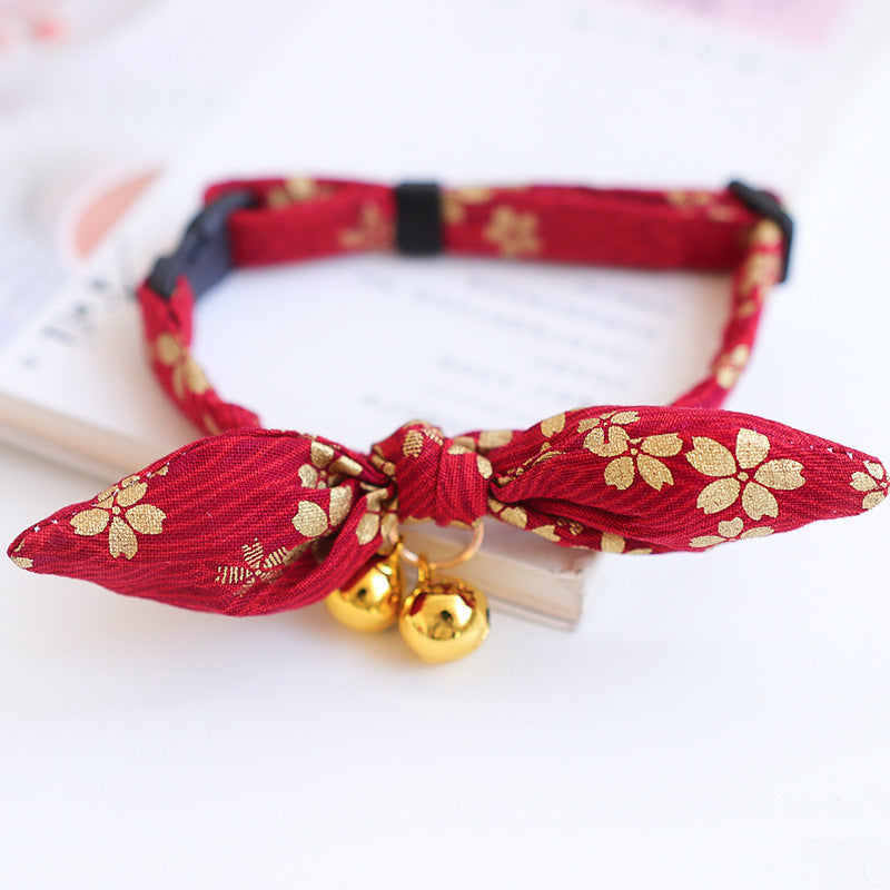 KFX-5010749 Charming Adjustable Bow Tie Collar with Bell for Cats, Puppies, and Rabbits