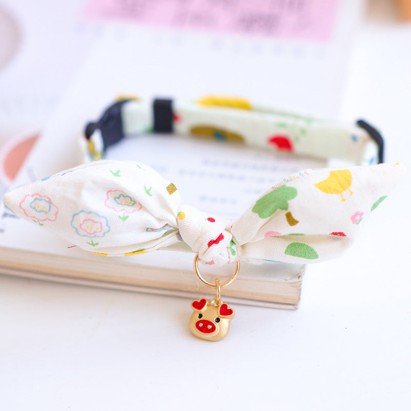 KFX-5010749 Charming Adjustable Bow Tie Collar with Bell for Cats, Puppies, and Rabbits