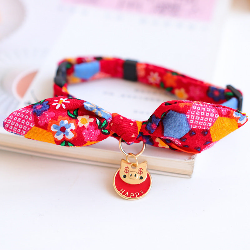 KFX-5010749 Charming Adjustable Bow Tie Collar with Bell for Cats, Puppies, and Rabbits