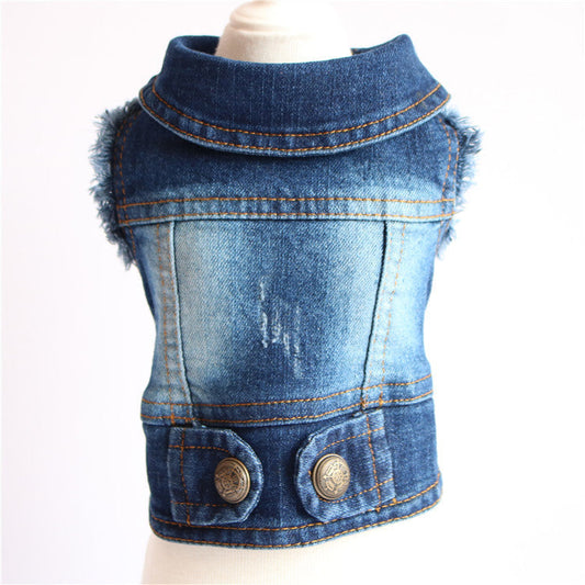 KFX-5014333 Stylish Denim Vest for Small Dogs and Cats - Multicolor Options, Lightweight and Comfortable
