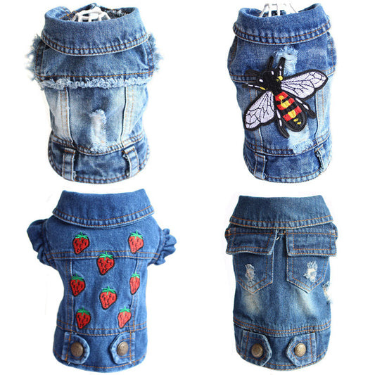 KFX-5014333 Stylish Denim Vest for Small Dogs and Cats - Multicolor Options, Lightweight and Comfortable
