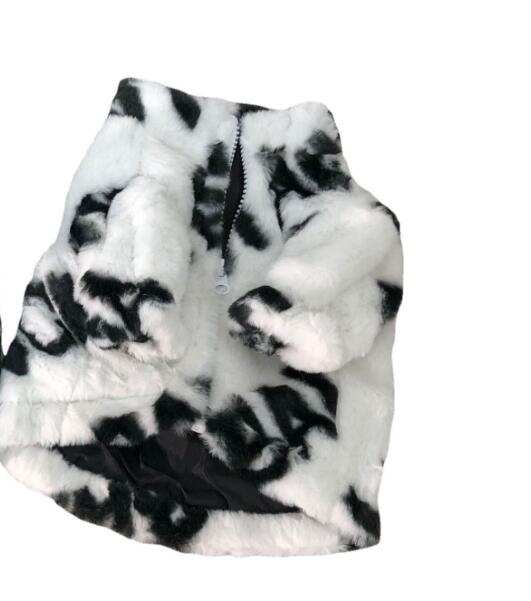 KFX-5015101 Thickened Rabbit Fur Pet Coat for Dogs in White and Black, Multiple Sizes Available