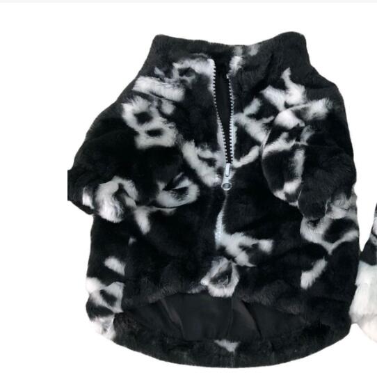 KFX-5015101 Thickened Rabbit Fur Pet Coat for Dogs in White and Black, Multiple Sizes Available