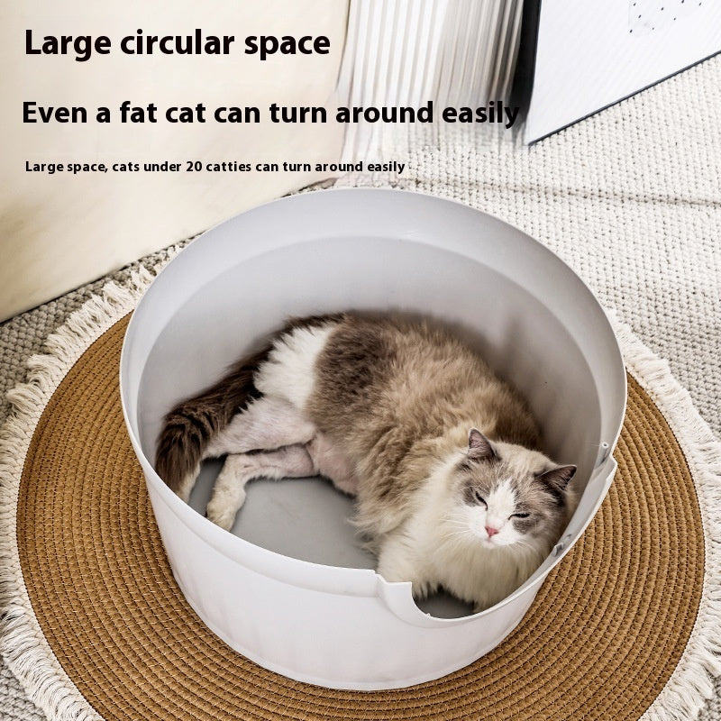 KFX-5017789 Enclosed Folding Cat House Litter Box - Splash-Proof Design in Black & White