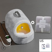 KFX-5018557 Cozy All-Season Plush Cat & Dog House with Heated Blanket and Scratch Ball