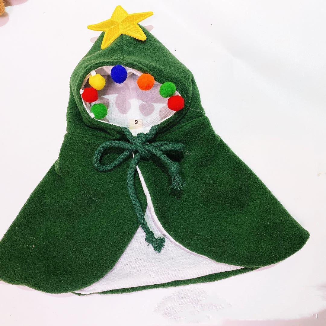 KFX-5019069 Christmas-Themed Shawl Cloak for Small Dogs and Cats - Available in Red, Green, and Elk Print