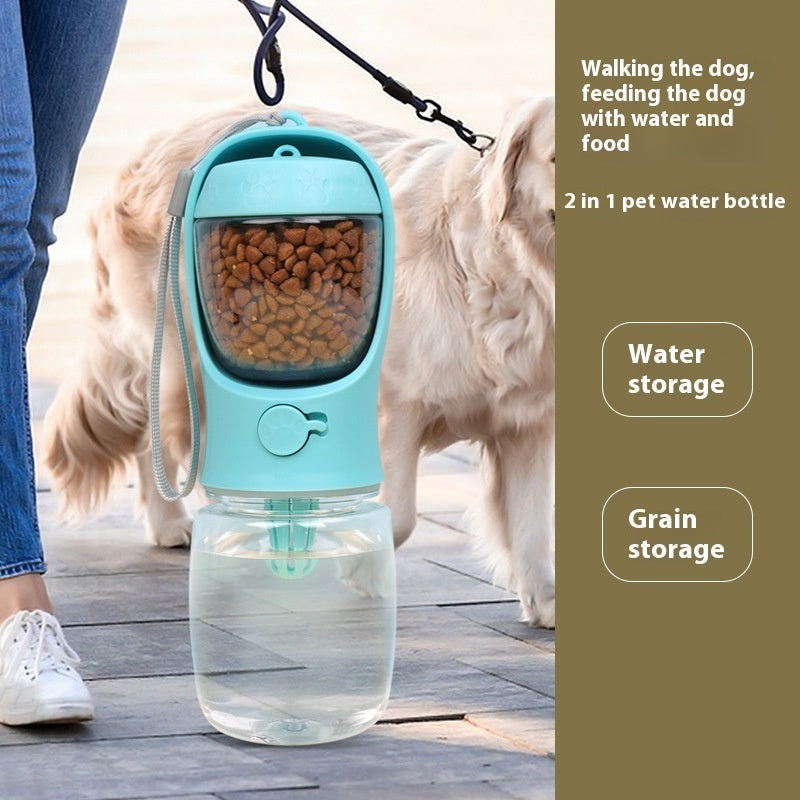 KFX-5020349 Portable Dual-Use Dog Drinking Cup with Split Water Grain Design - Available in 350ml and 550ml