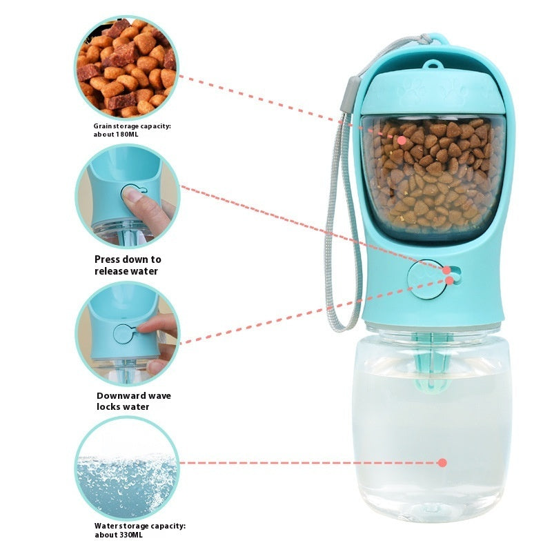 KFX-5020349 Portable Dual-Use Dog Drinking Cup with Split Water Grain Design - Available in 350ml and 550ml