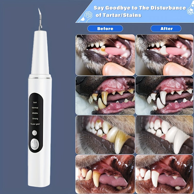 KFX-5021757 Electric Tooth Cleaner for Pets with 2 Cleaning Heads and USB Charger Kit for Dental Care
