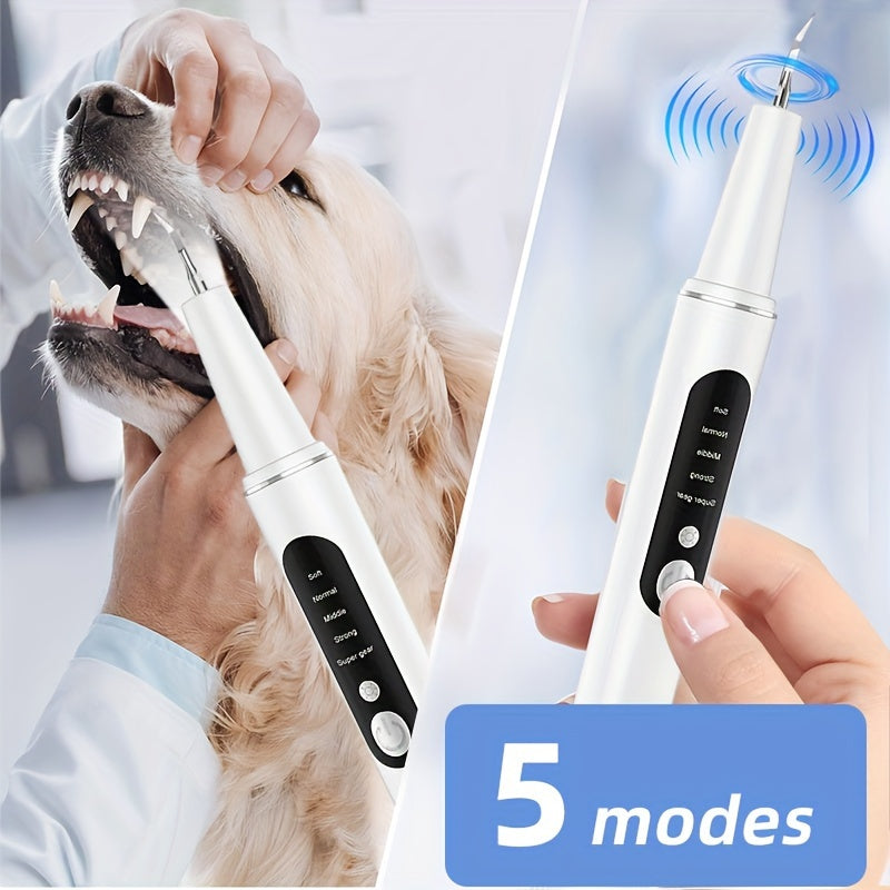 KFX-5021757 Electric Tooth Cleaner for Pets with 2 Cleaning Heads and USB Charger Kit for Dental Care