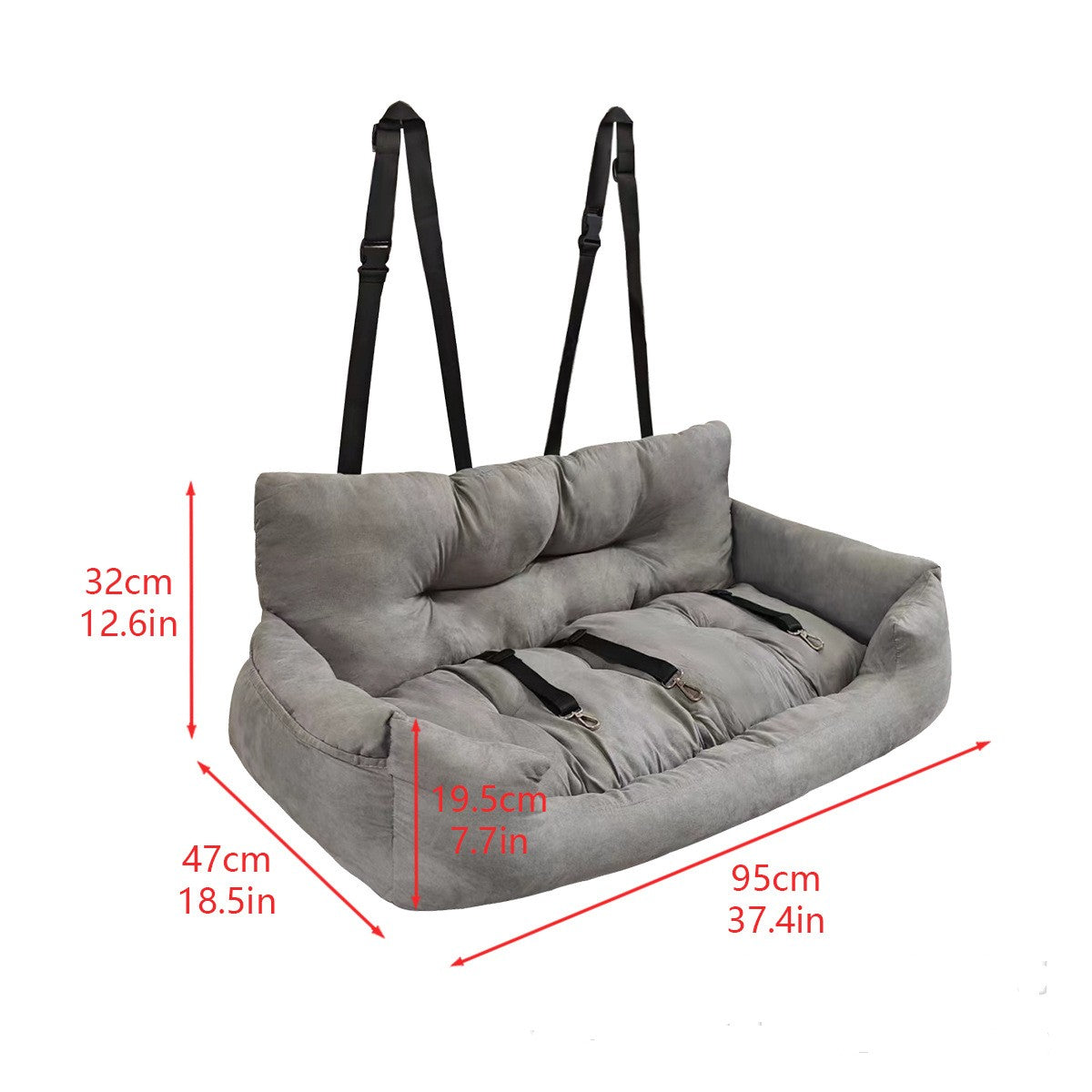 KFX-5024317 Gray Large Dog Rear Trunk Cushion Mat for Spacious Comfort in Vehicles