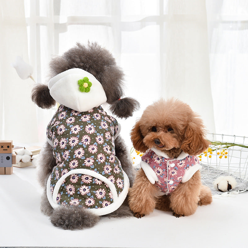 KFX-5024829 Casual Polyester Dog Coat for Small Dogs in Pink and Green
