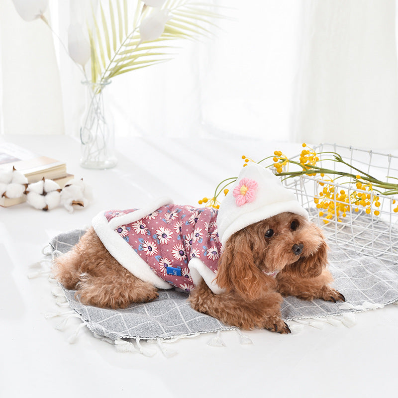 KFX-5024829 Casual Polyester Dog Coat for Small Dogs in Pink and Green