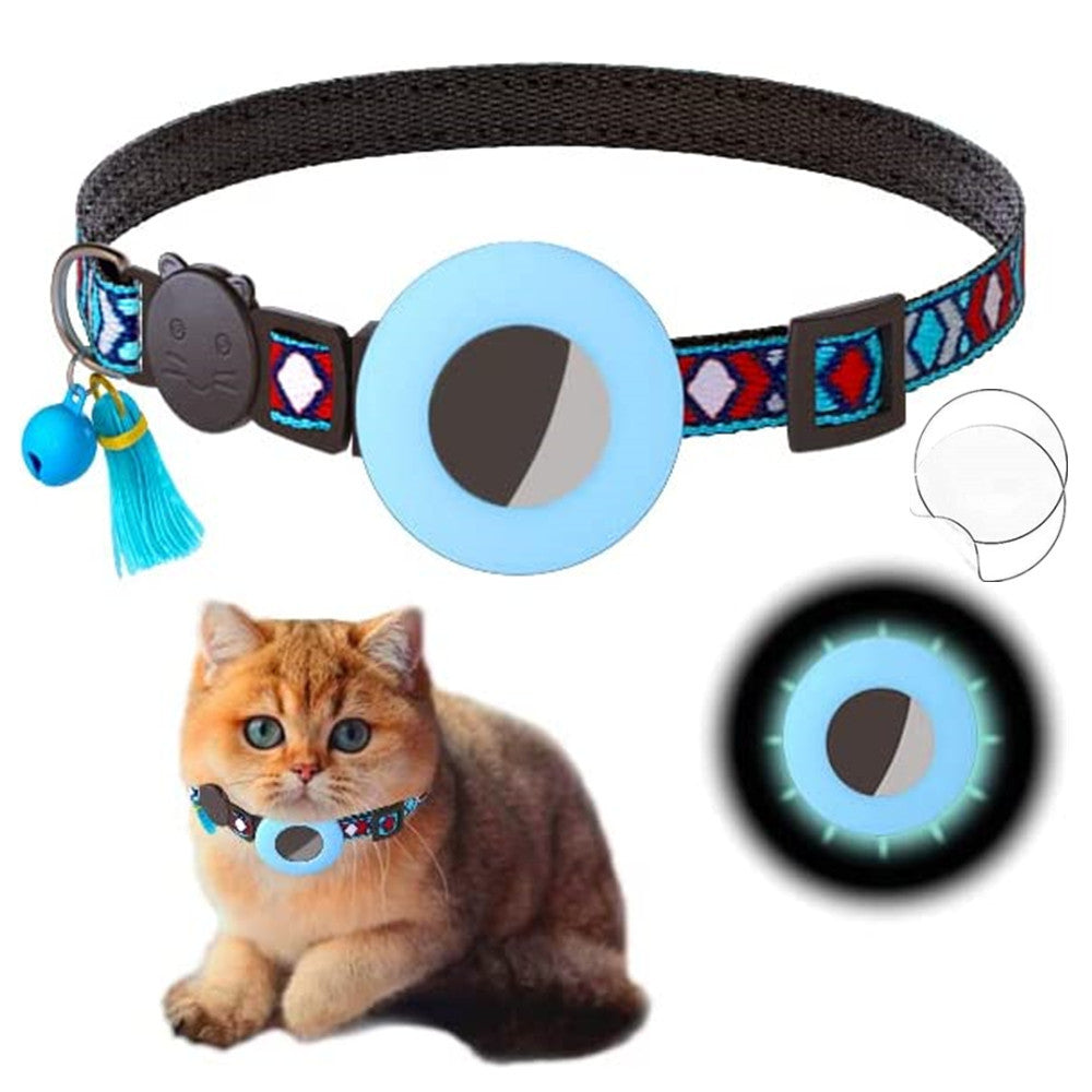 KFX-5026237 Geometric Pattern Cat Collar with Bell - Luminous Blue Options Available