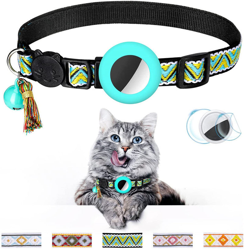 KFX-5026237 Geometric Pattern Cat Collar with Bell - Luminous Blue Options Available