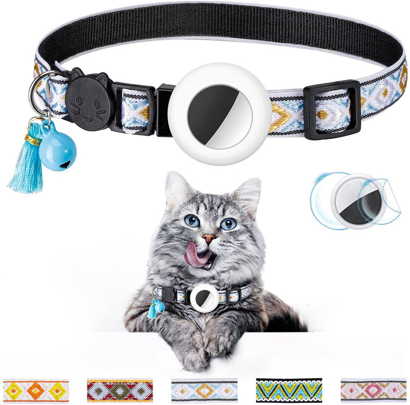 KFX-5026237 Geometric Pattern Cat Collar with Bell - Luminous Blue Options Available