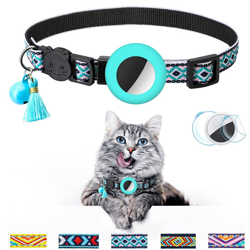 KFX-5026237 Geometric Pattern Cat Collar with Bell - Luminous Blue Options Available