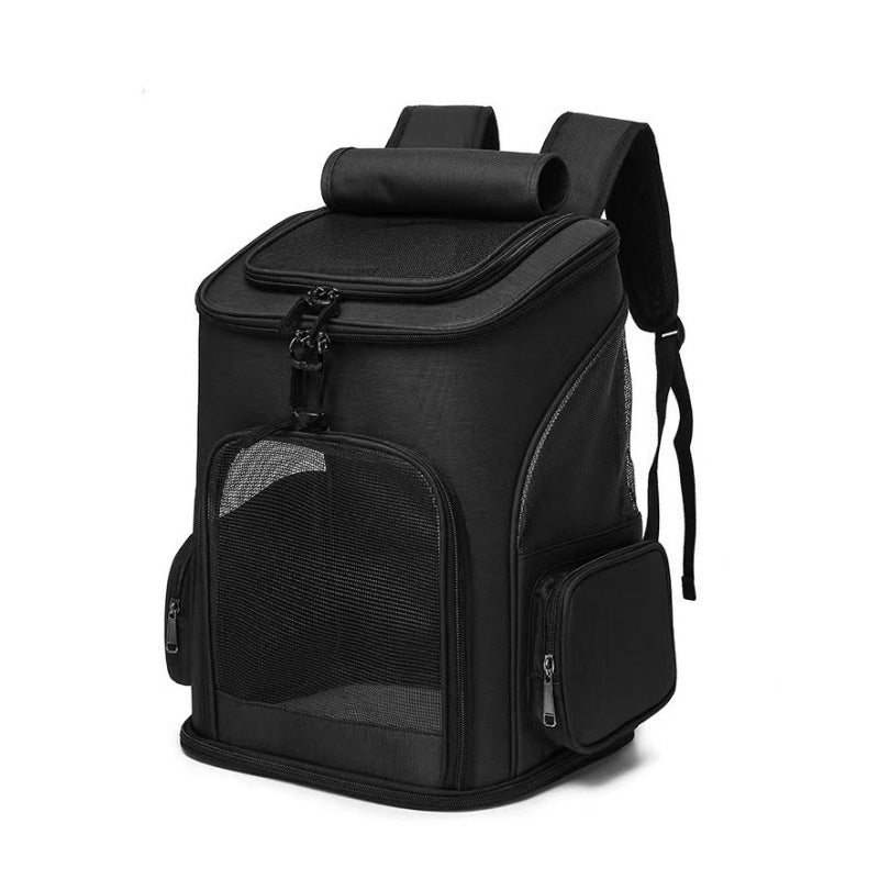 KFX-5026493 Large Capacity Portable Pet Backpack - Foldable Dog and Cat Travel Bag in Gray or Black