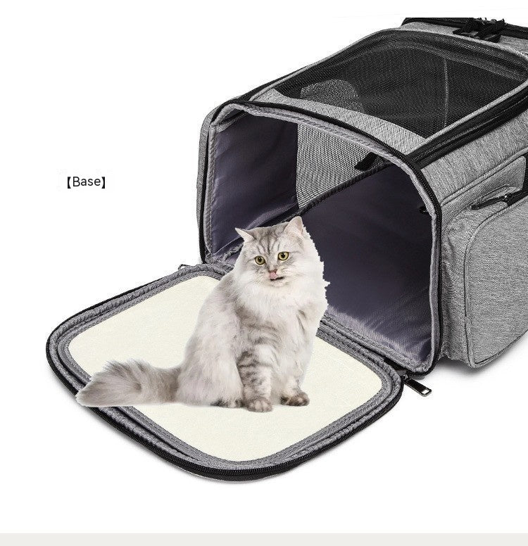 KFX-5026493 Large Capacity Portable Pet Backpack - Foldable Dog and Cat Travel Bag in Gray or Black