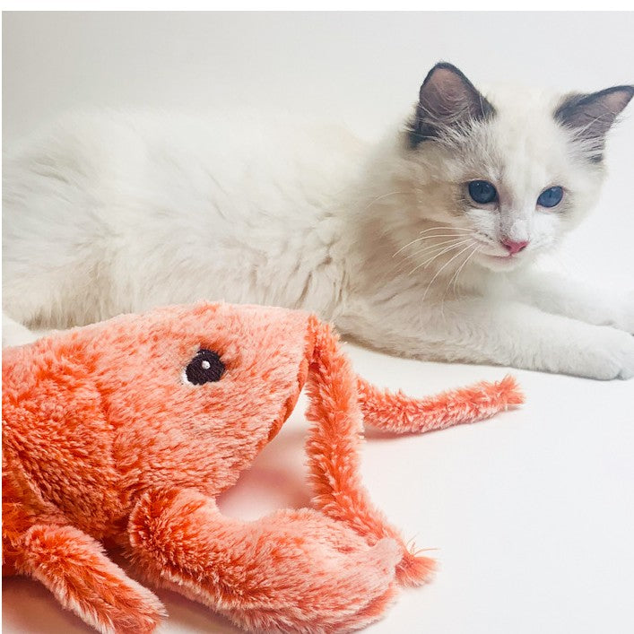 KFX-5029693 Electric Jumping Lobster Plush Toy with USB Rechargeable Battery and Three Swing Modes for Cats and Kids