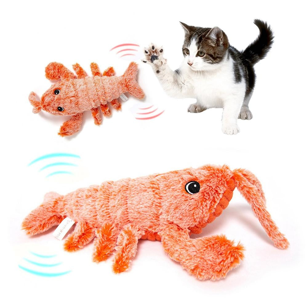 KFX-5029693 Electric Jumping Lobster Plush Toy with USB Rechargeable Battery and Three Swing Modes for Cats and Kids