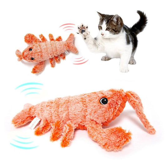 KFX-5029693 Electric Jumping Lobster Plush Toy with USB Rechargeable Battery and Three Swing Modes for Cats and Kids