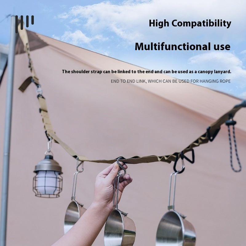 KFX-5029821 Hanging Rope Clothesline Storage Belt - 130cm, Black & Khaki Options
