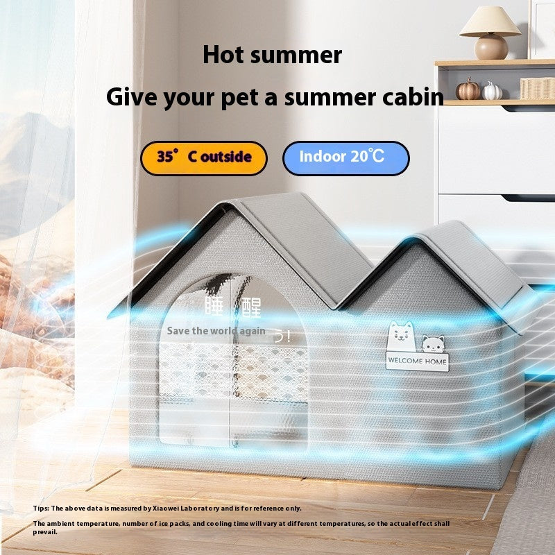 KFX-5030077 Cooling Cat House with Ice Mat for Summer Comfort - Medium & Large Size Available