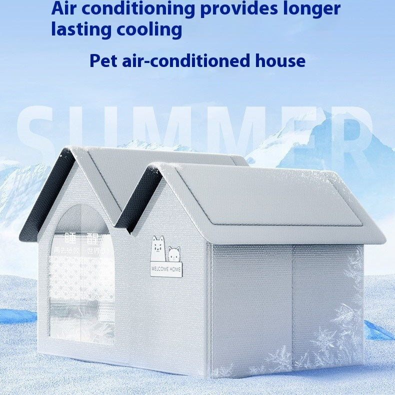 KFX-5030077 Cooling Cat House with Ice Mat for Summer Comfort - Medium & Large Size Available